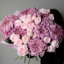 Дуобукет из хризантем Виенна и садовых кустовых роз